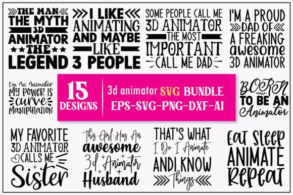 3D Animator SVG Designs Bundle for Graphics and Crafts