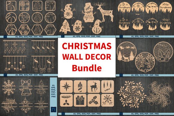 3d Christmas Wall Decor SVG Mega Bundle for Laser Cutting and Winter Amp Projects