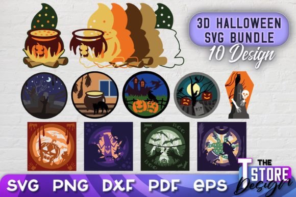 3d Halloween SVG Bundle Paper Cut File