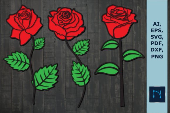 3D Laser Cut Layer Rose SVG Bundle for Laser Cutting and Ornaments