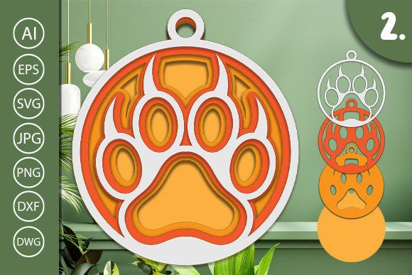 3d Layer Laser Cut Dog Paw