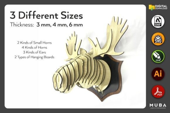 Christmas Deer SVG, Wooden 3D Puzzle