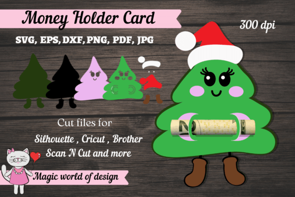 Christmas Tree Money Card Svg, 3d Paper Graphics Crafts