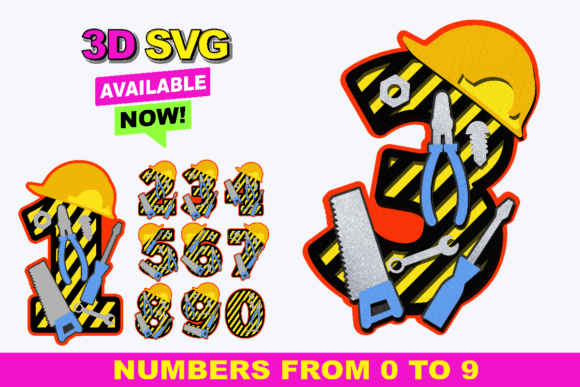 Construction Numbers: A 3D Graphic Asset for Crafts and Creative Design