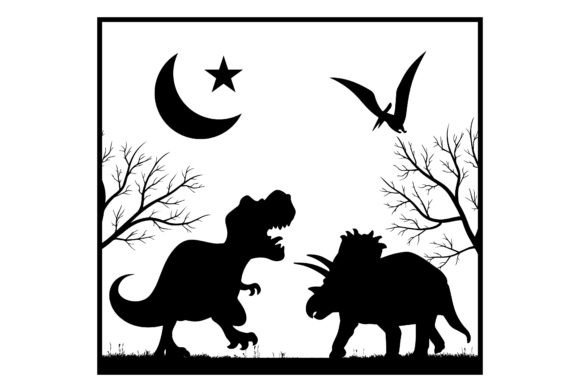 Dinosaurs at Night SVG: A Graphic Design Asset for Crafts