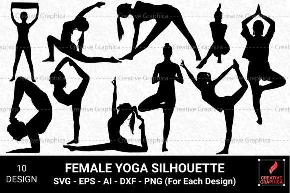Female Yoga Silhouette SVGs for Website & Editorial Design