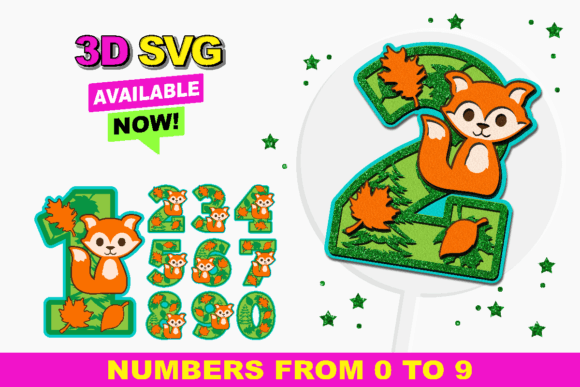Fox Numbers: A 3D SVG Graphic Design Asset for Crafts and Branding