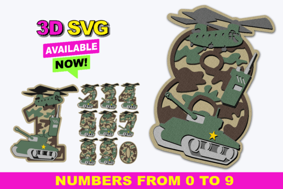 Military Army Numbers: A Bold Graphic Design Asset for Crafts