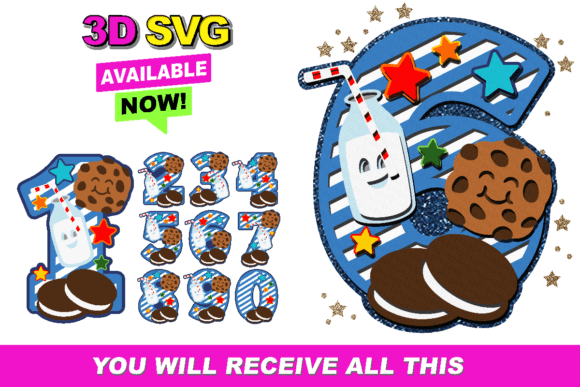 Milk and Cookies Numbers: A Versatile Graphic Design Asset for Crafts
