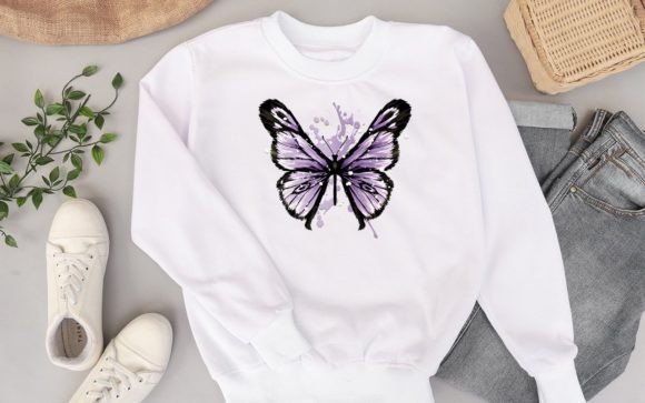 Paper Cut Purple Watercolor Butterfly Graphic for Crafts and Digital Projects