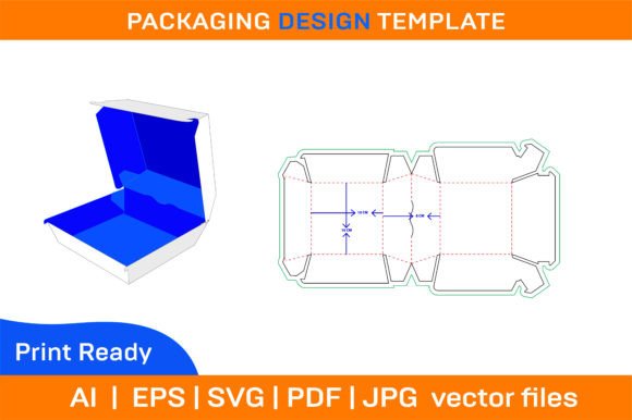 Self Assembly Eco-friendly Fast Food Burger Box Graphics & Print Templates