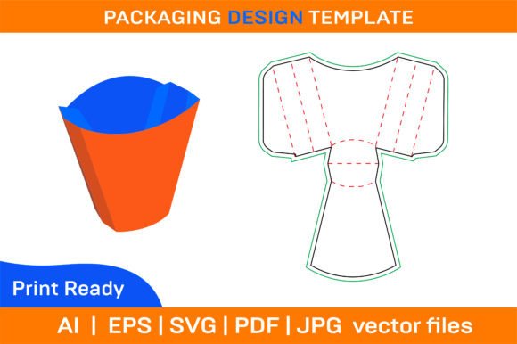 Snack Box Vector Dieline Template and 3D Graphics for Print Templates